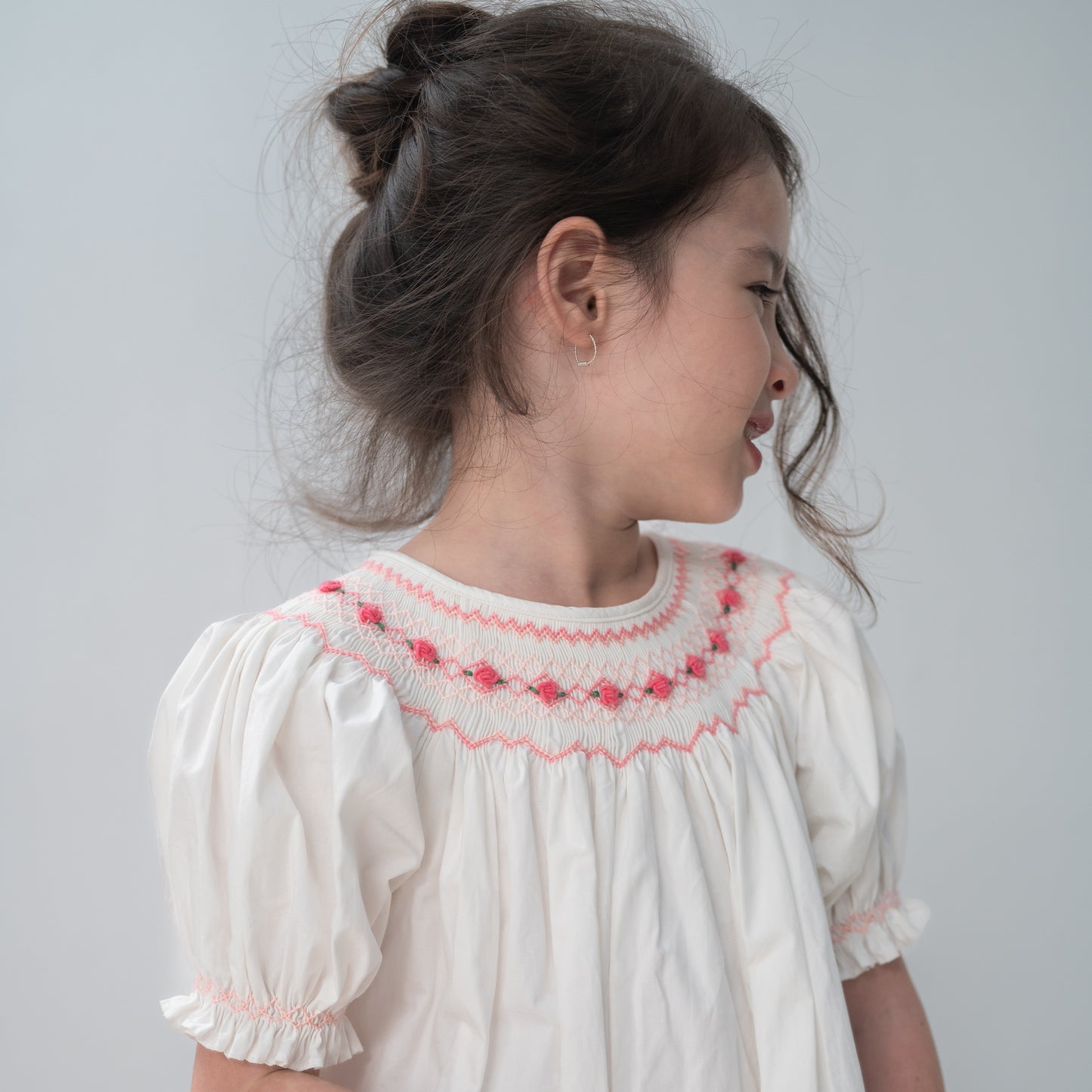 The best embroidery dress by Bion Bea, highly skilled artist create gracefull dress with pink flowers